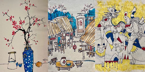 Triển lãm tranh online bằng chất liệu giấy giang - giấy dó của họa sĩ Trương Đình Dung