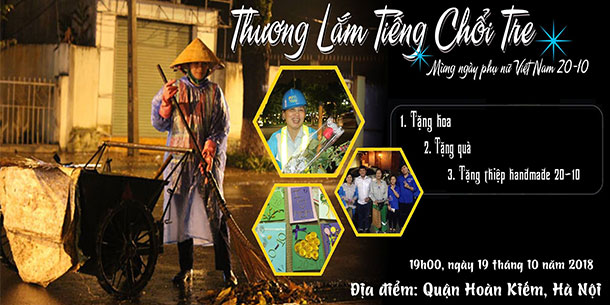 Tặng quà đến các chị lao công nhân dịp 20/10