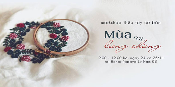Workshop thêu tay cơ bản: Mùa rơi lưng chừng