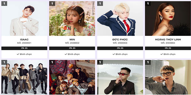 Danh sách chi tiết các nghệ sỹ Việt tham gia vòng bình chọn tại lễ trao giải AAA Việt Nam 2019