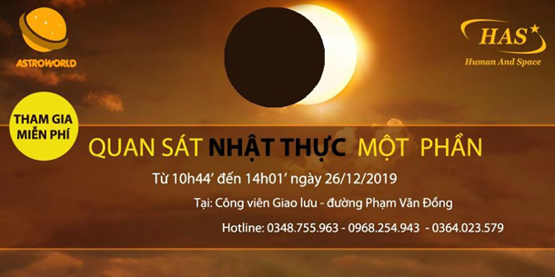 Quan sát Nhật thực một phần ngày 26.12.2019