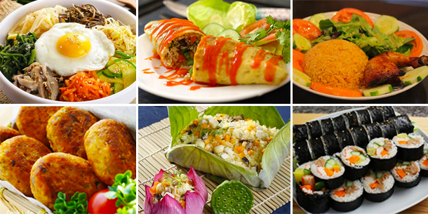 Cách làm 10 món từ cơm thơm ngon (cơm chiên, trứng cuộn cơm, kimbap, cơm trộn Hàn Quốc)