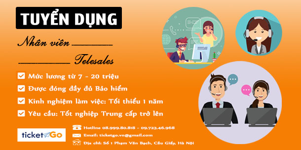 Tuyển dụng nhân viên Telesales thu nhập thực tế từ 7tr-20tr