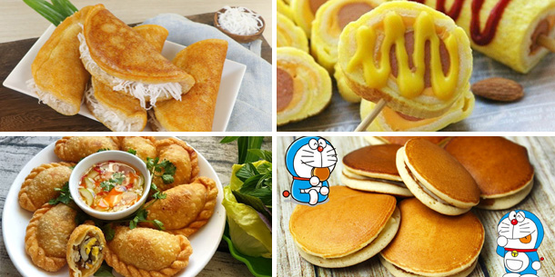 Hướng dẫn nấu ăn-Cách làm 5 món bánh ăn vặt siêu ngon: Bánh gối-Bánh rán doraemon-Bánh mì cuộn trứng-Bánh bò nướng-Bánh tráng lụi