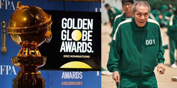 Nam diễn viên Oh Young Soo - Người chơi số 001 phim SQUID GAME được vinh danh tại Lễ trao giải Quả Cầu Vàng lần thứ 79