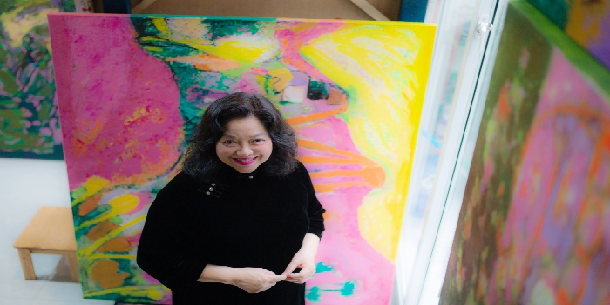 Nét đẹp rock ballad trong triển lãm hội họa của nữ họa sĩ Hà thành  Phan Minh Châu 