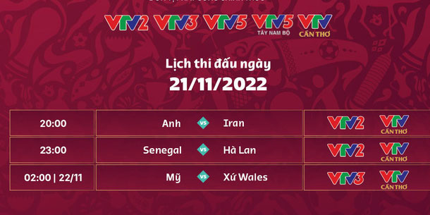 Chi tiết lịch thi đấu World Cup 2022 ngày 21/11