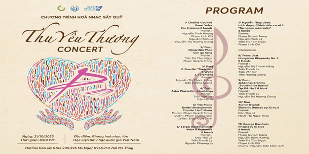 Buổi biểu diễn hòa nhạc gây quỹ từ thiện THU YÊU THƯƠNG