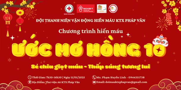 Ngày hội Hiến máu - Ước Mơ Hồng 10 - Ngày 11.01.2025