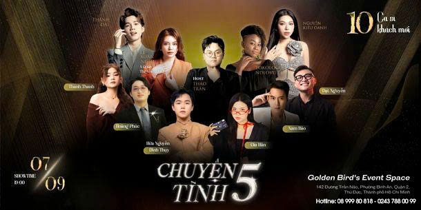 CHÍNH THỨC MỞ BÁN VÉ EARLY BIRD – ĐÊM NHẠC CHUYỆN TÌNH 5 TẠI HỒ CHÍ MINH