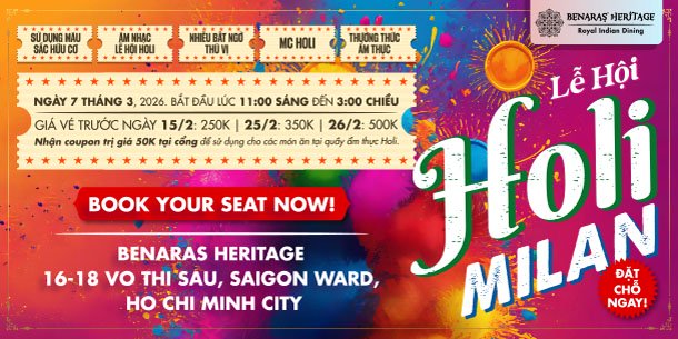 Lễ hội Sắc Màu & Văn Hóa Ấn Độ - HOLI MILAN 2026 tại TP. Hồ Chí Minh