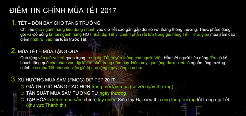 Thống kê chi tiết về tình hình mua sắm Tết 2017