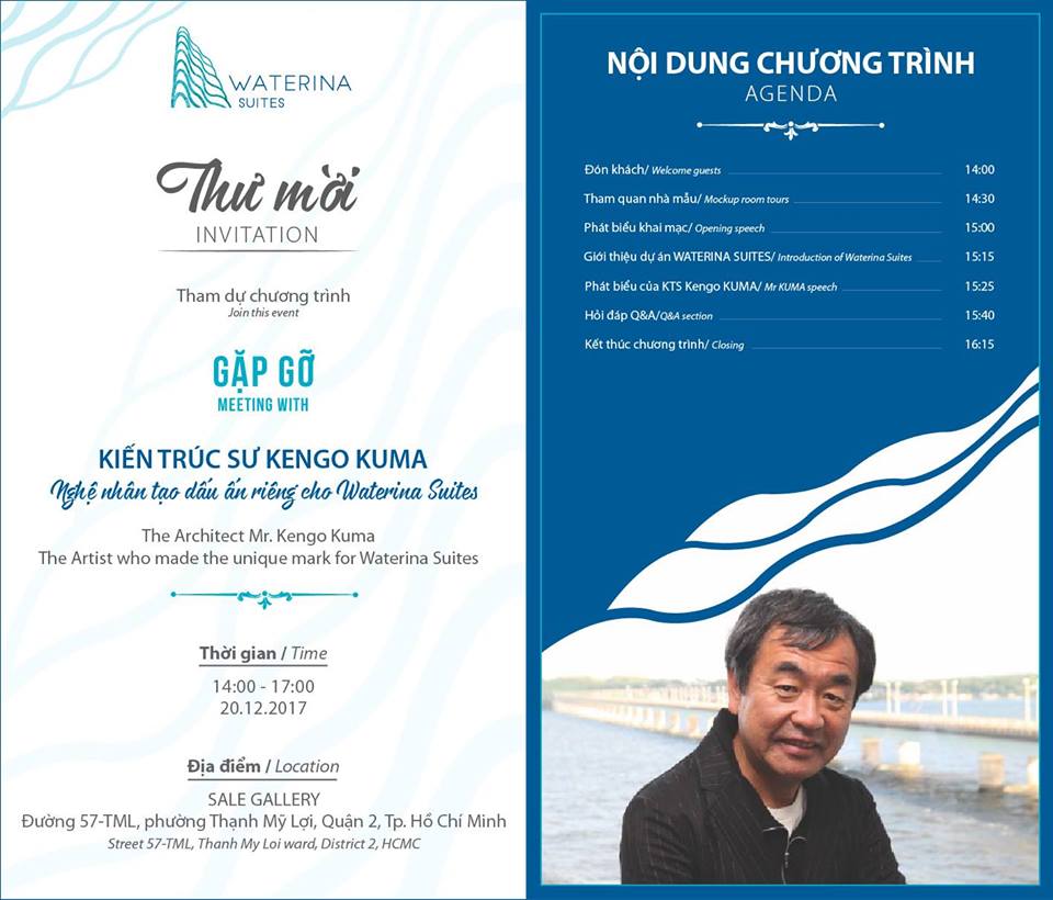 Cơ hội gặp gỡ, giao lưu cùng KTS. KENGO KUMA - Nghệ nhân tạo dấu ấn Waterina Suites